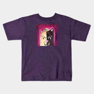 Cute Cat in a Hat cat lady gifts Kids T-Shirt